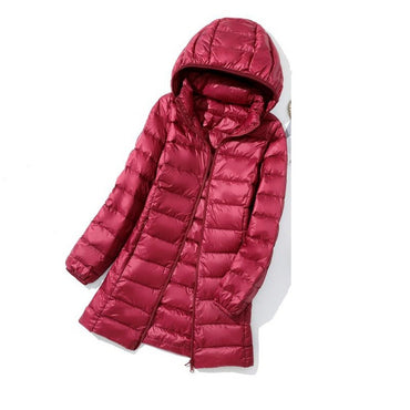 Oversized Womens Down Jackets 2023 New Arrivals  Autumn/Winter Female Long Slim Fit Hat Detachable  Skirt Coat Portable Outwear