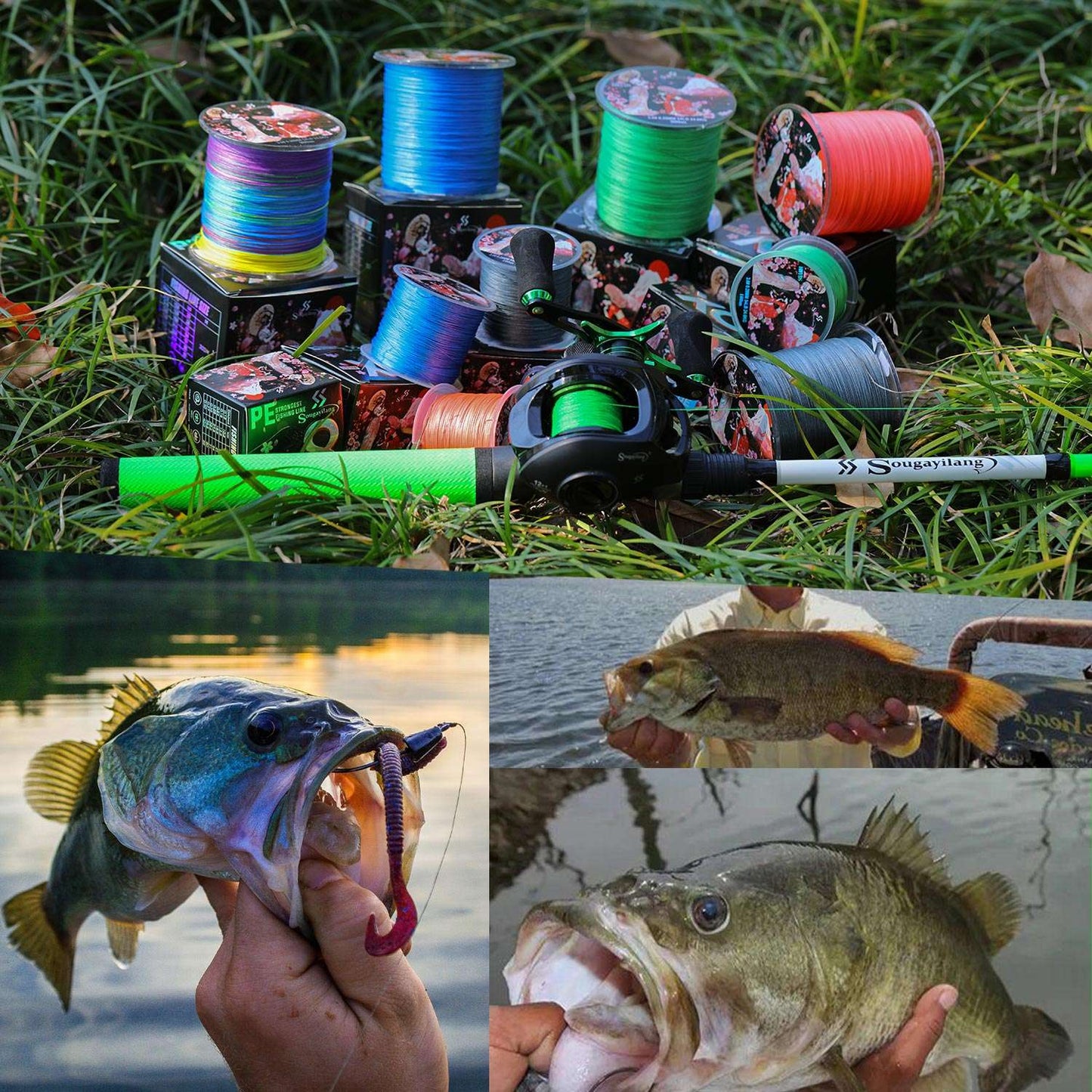 Sougayilang Linha de Pesca Trançada X8 100/300 Arrastos 22~88LB Multifilamento Japonês PE para Acessórios de Pesca de Baixo, Lúcio e Carpa