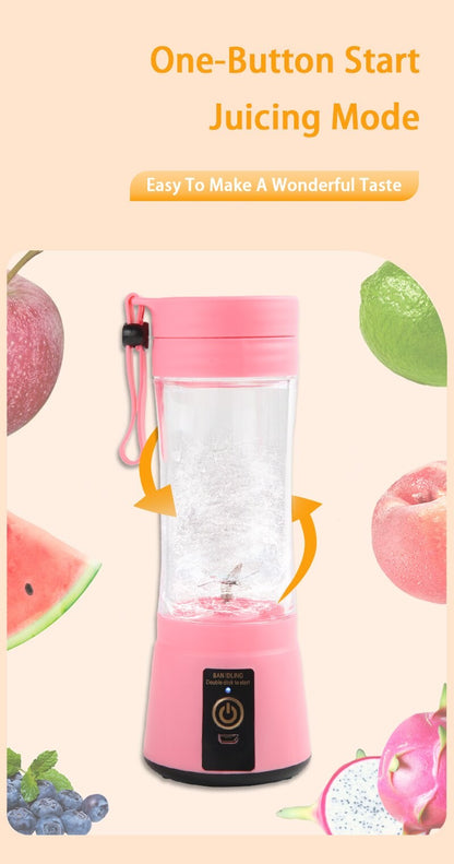 380ml Espremedor Elétrico Portátil Liquidificador de Smoothie USB Recarregável Processador de Alimentos Mini Misturador de Frutas para Viagem Cozinha Treino