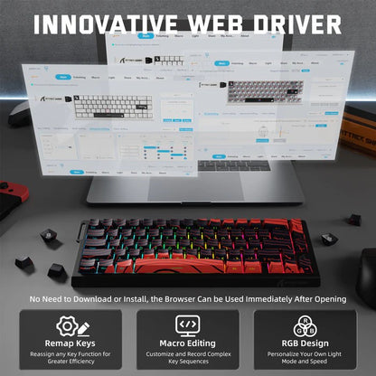 ATTACK SHARK X68PRO HE Wireless Keyboard,Magnetic Switch,With 0.01mm RT Accuracy,8KHz Polling Rate,0.125ms Latency,RGB Backlight