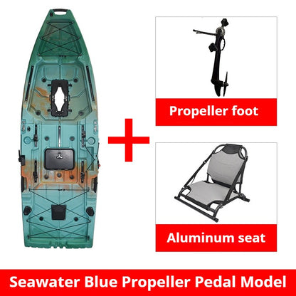 Caiaque Modular de 2 Lugares, Canoa HDPE Elétrica/a Pedal com Assentos de Alumínio, Barco de Pesca Portátil para Recreação em Lagos e no Mar