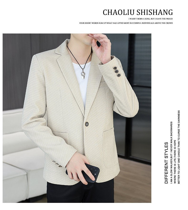 Blazer's New Men's Fashion Outdoor Travel Camping Youth Wedding Hosting Campus Slimming Casual Solid Color Korean Version Blazer