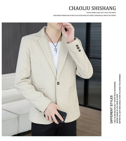 Blazer's New Men's Fashion Outdoor Travel Camping Youth Wedding Hosting Campus Slimming Casual Solid Color Korean Version Blazer