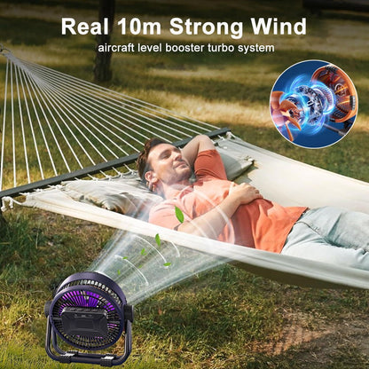 Camping Fan 20000mAh Rechargeable Portable Outdoor Camping Fan Air Circulators Wireless Tent Ceiling Fans with Hook and Light