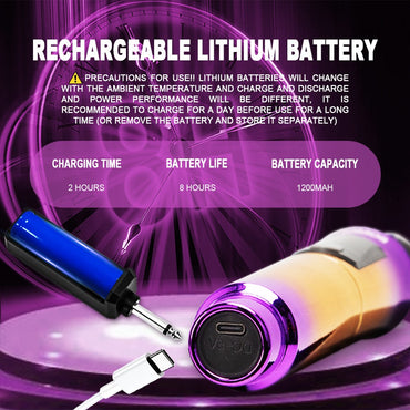 Sistema de Microfone Sem Fio para Karaokê e DJ, Profissional, 2 Canais, com Microfone Roxo Colorido e Receptor Sem Fio Recarregável para Festas e DJs