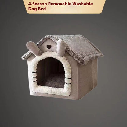 Cama Estilo Casa de Cachorro para Todas as Estações - Cama Removível Lavável para Cães Pequenos, Teddy, Gatos, Casa Quente de Inverno
