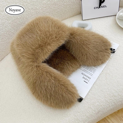 Fluffy Imitation Mink Fur Bomber Hats Women's Autumn and Winter Korean Version Plush Hat Female Ins Blogger Cycling Cold Hat