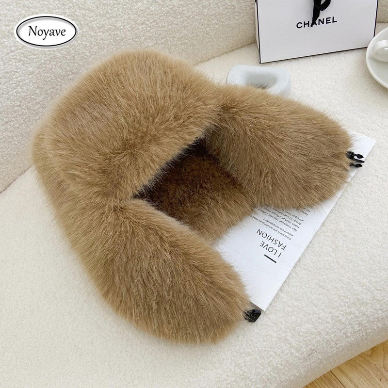 Fluffy Imitation Mink Fur Bomber Hats Women's Autumn and Winter Korean Version Plush Hat Female Ins Blogger Cycling Cold Hat