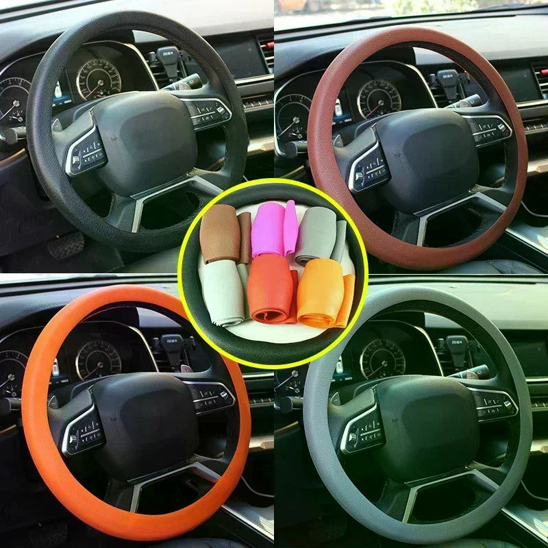 Capa de Volante Universal de Silicone Antiderrapante para Carro Textura Elástica Capas de Volante em Formato de D Acessórios de Decoração para Carro