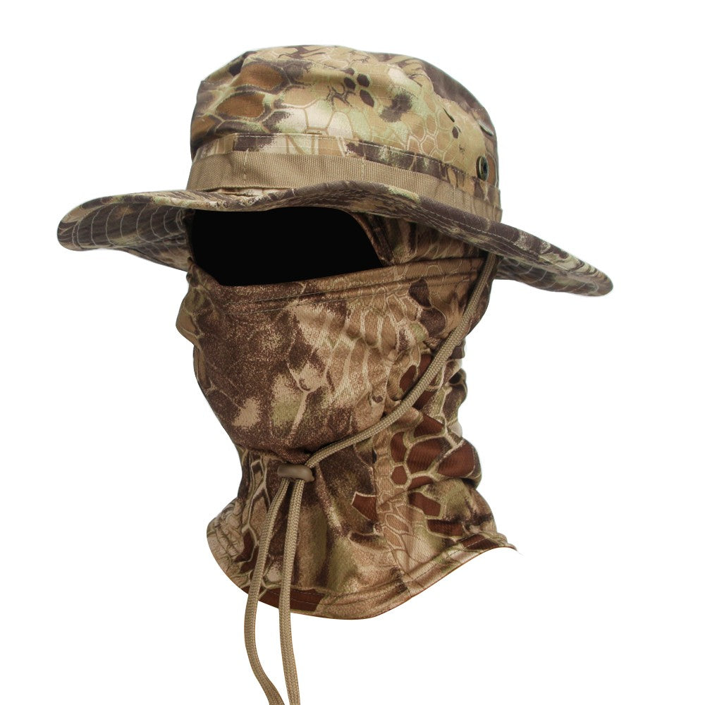 Conjunto 2 Peças Balaclava Chapéu de Aba Larga Conjunto Misto Chapéu Boonie Masculino Proteção Solar Caminhada Acampamento Pesca Chapéu de Sol Pescador