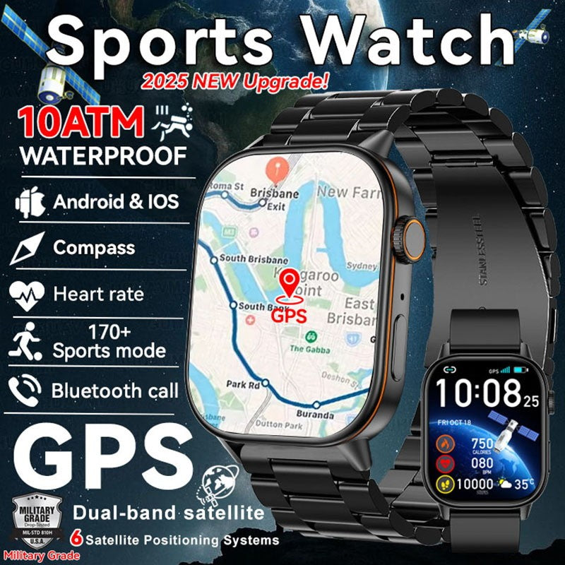 2025 New Military Dual-band GNSS GPS Smart Watch Men Compass 10ATM Waterproof Bluetooth Call Heart rate Sports Smart Watch Women