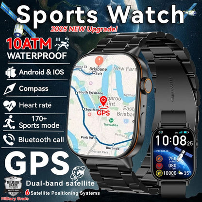 2025 New Military Dual-band GNSS GPS Smart Watch Men Compass 10ATM Waterproof Bluetooth Call Heart rate Sports Smart Watch Women