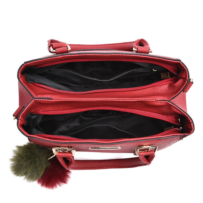 Fashion Women Hairball Shopper Totes Solid Color PU Leather Large Capacity Handbag Ladies Luxury Designer Crossbody Shoulder Bag