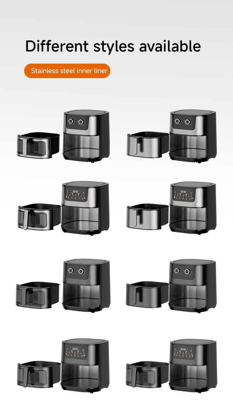Large 15L Capacity Smart Home Appliances Stainless Steel French Air Fryer Machine Square-Shaped Visual Window Household