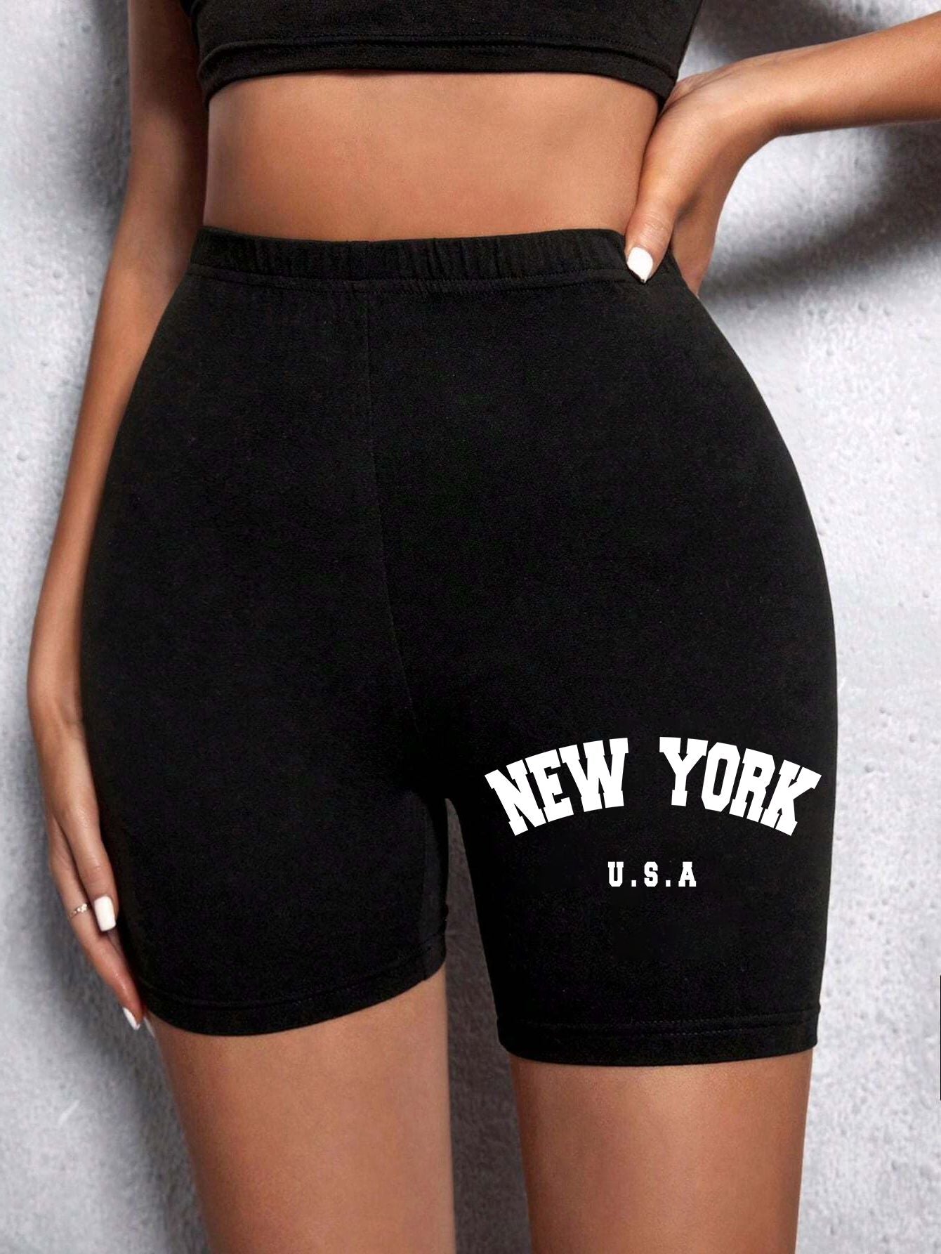Summer Womens Sports Shorts  New York The Emipure City Letter Printing Fitness Short Pantsstretch Thin Soft Female Sport Swear