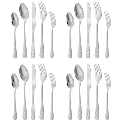 20/24 Peças Conjunto de Utensílios de Aço Inoxidável Conjunto de Talheres Florais Garfo Colher e Faca Kits de Utensílios de Cozinha para Restaurante