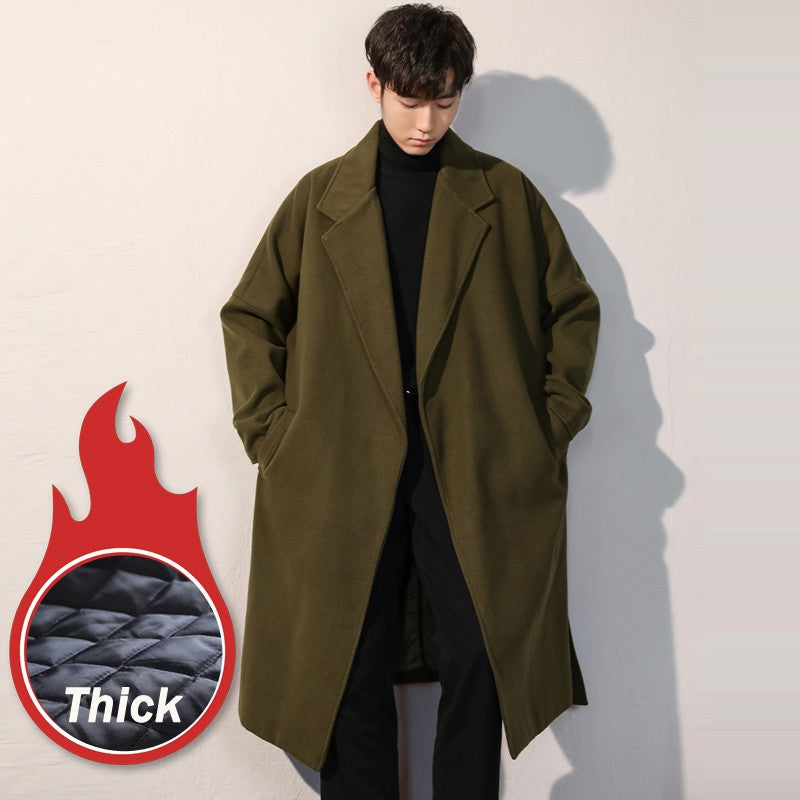 Men's Winter luxury Cardigans Trench Male Black Wool Overcoat Coat Black Long Padding Coat Men's Clothes Jac Windbreaker For Men