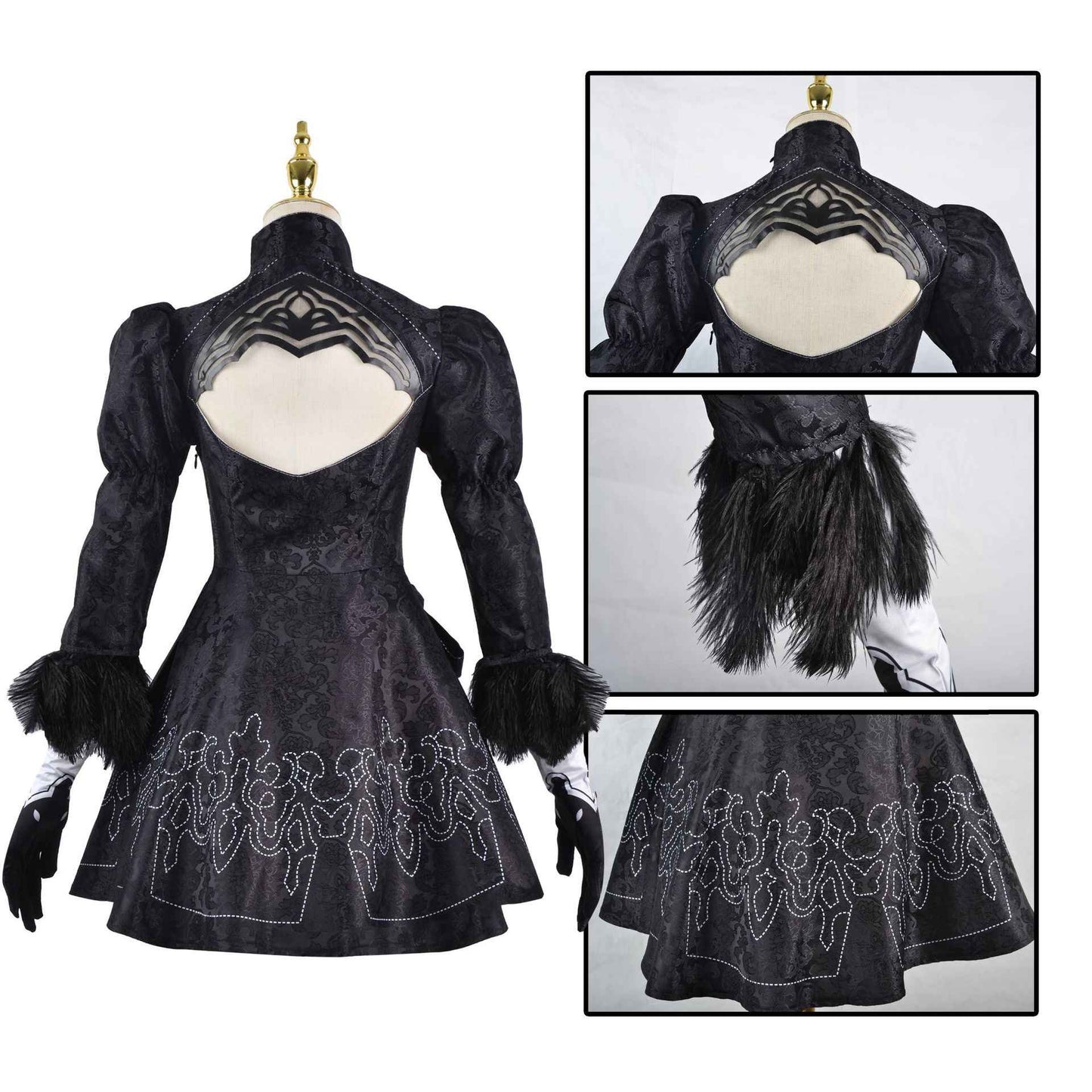 Anime Nier Automata Cosplay 9S Yorha 2B Cosplay Suit Male Women Outfit Wig Disguise Costume Plus Size Fancy Party Black Dress