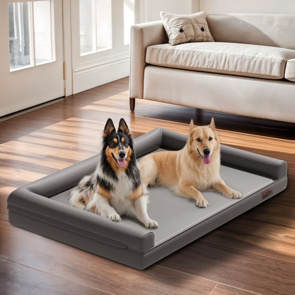Cama Ortopédica para Cães M-XXL Almofadada em Couro de Microfibra Sofá para Cães de Estimação Impermeável Cama Calmante com Capa Removível Fácil de Limpar