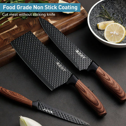 6Pcs/Set Kitchen Knives Set Stainless Steel Forged Kitchen Chef Knife Set Scissors Peeler Slicer Nakiri Paring Knife Gift Case