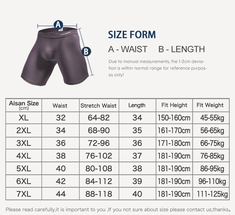 Men's Long Leg Boxer Briefs - Anti-Chafing, Breathable Modal Underwear, Quick-Dry Sports Compression Shorts for Running & Workou