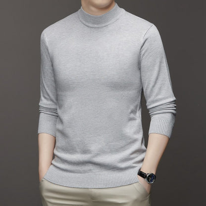 Half Turtleneck Knitwear Sweater New Autumn/Winter Mock Neck Sweatshirts Solid Color Pullovers Man Brand Casual Mens Clothing