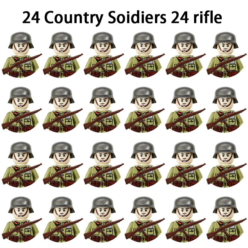 Brinquedos de blocos de montar para crianças: Modelos de Mini Armas de Exército Nacional de Guerra de Soldados de Infantaria da Segunda Guerra Mundial