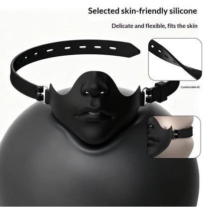 1Pc Black Resin Half Face Mask With Adjustable Buckle Strap And Realistic Human Face Design For Halloween Cosplay Costume Party