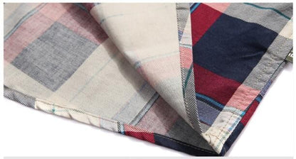 New Summer Men Short Sleeved Plaid Shirts Male Outdoor Multi Pockets Tooling Shirts Quality Man Cotton Loose Casual Cargo Shirts