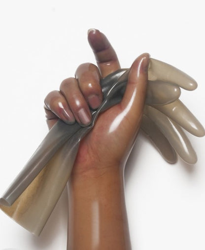 Unisex Natural Latex Black Gloves Rubber Short Gloves Cosplay Costumes Accessory