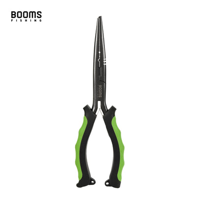 Alicate de Pesca Multifuncional Booms Fishing F03 23,5cm Bico Reto Longo Aço Inoxidável Cortador de Linha Tesoura Ferramenta
