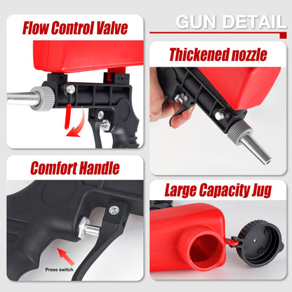 Pistola de Jato de Areia Ajustável 90psi Máquina de Jato de Areia Portátil para Casa Jato de Areia Gravitacional Pneumática Conjunto de Pistola Pequena Portátil Ferramenta a Ar