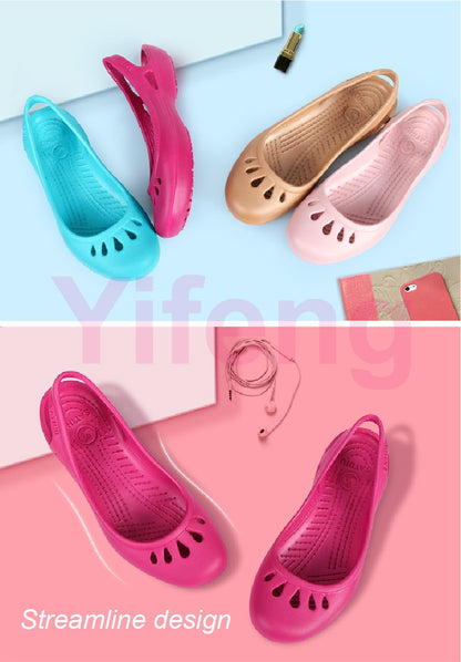Certified Satihu Summer New Lightweight Anti Slip Hole Shoes  Clog For Women's Flat Bottom Sandals Nurse Outdoor Beach Jelly