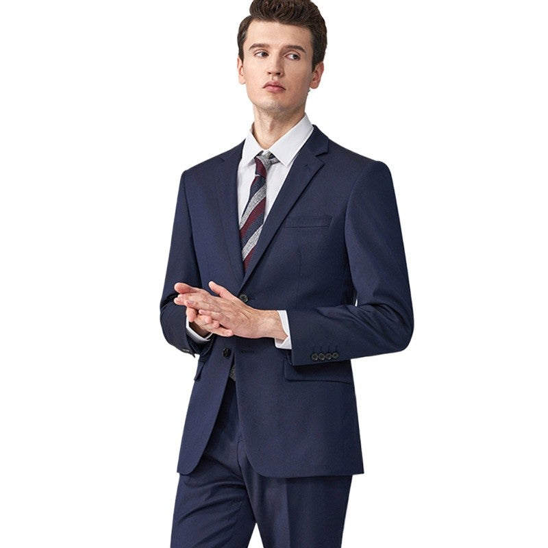 Suit Men (Blazer+Pants) Fashion Business Casual Slim-fit Formal Dress Banquet Work English Style Evening Dress Solid Color Suit