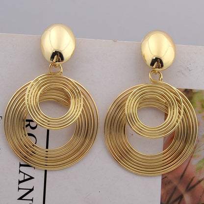 Brincos de declaração redondos grandes e modernos para mulheres cor dourada e prateada metal geometria brincos pendentes joias simples europeias