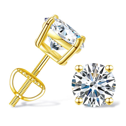 Sweetrain 0.5-2ct Moissanite Screw Back Earrings 925 Sterling Silver Brilliant Round Cut Moissanite Stud Earrings for Women Men