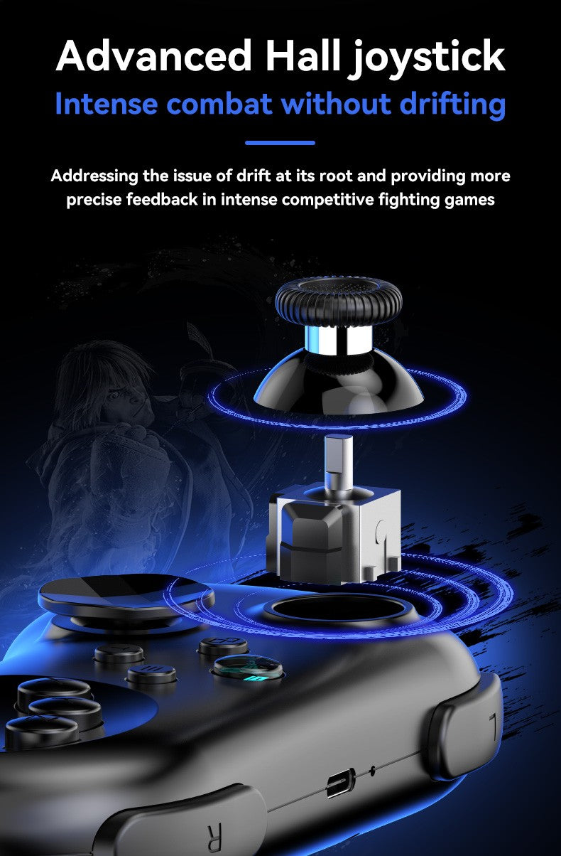 Y04 Game Controller 6-key Fighting Game Controller with Adjustable Height Hall Joystick Supporting PC/IOS/Switch/Android