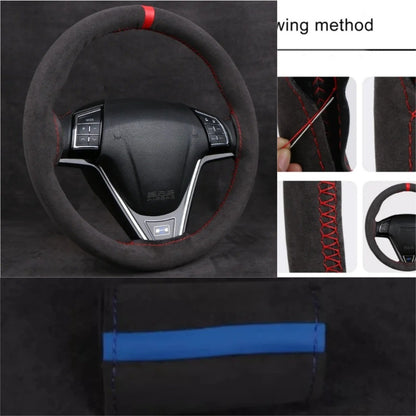 Capa Universal de Camurça para Volante de Carro, Costura Manual, Capa de Couro Macio Trançada para Volante Automotivo, Ventilação Antiderrapante