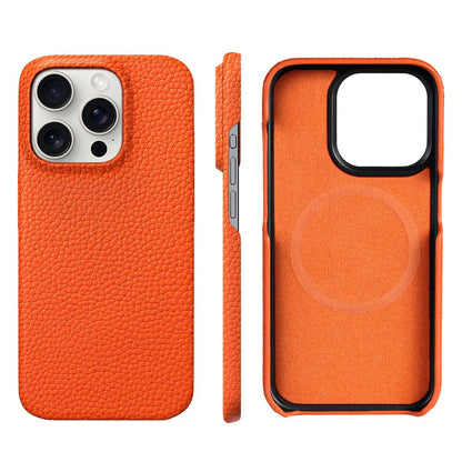 para Capa Magsafe para iPhone 17 15 16 Pro Max Air 17Pro Couro de Vaca Natural Lichia Protetor Magnético Capa Traseira de Luxo para Celular