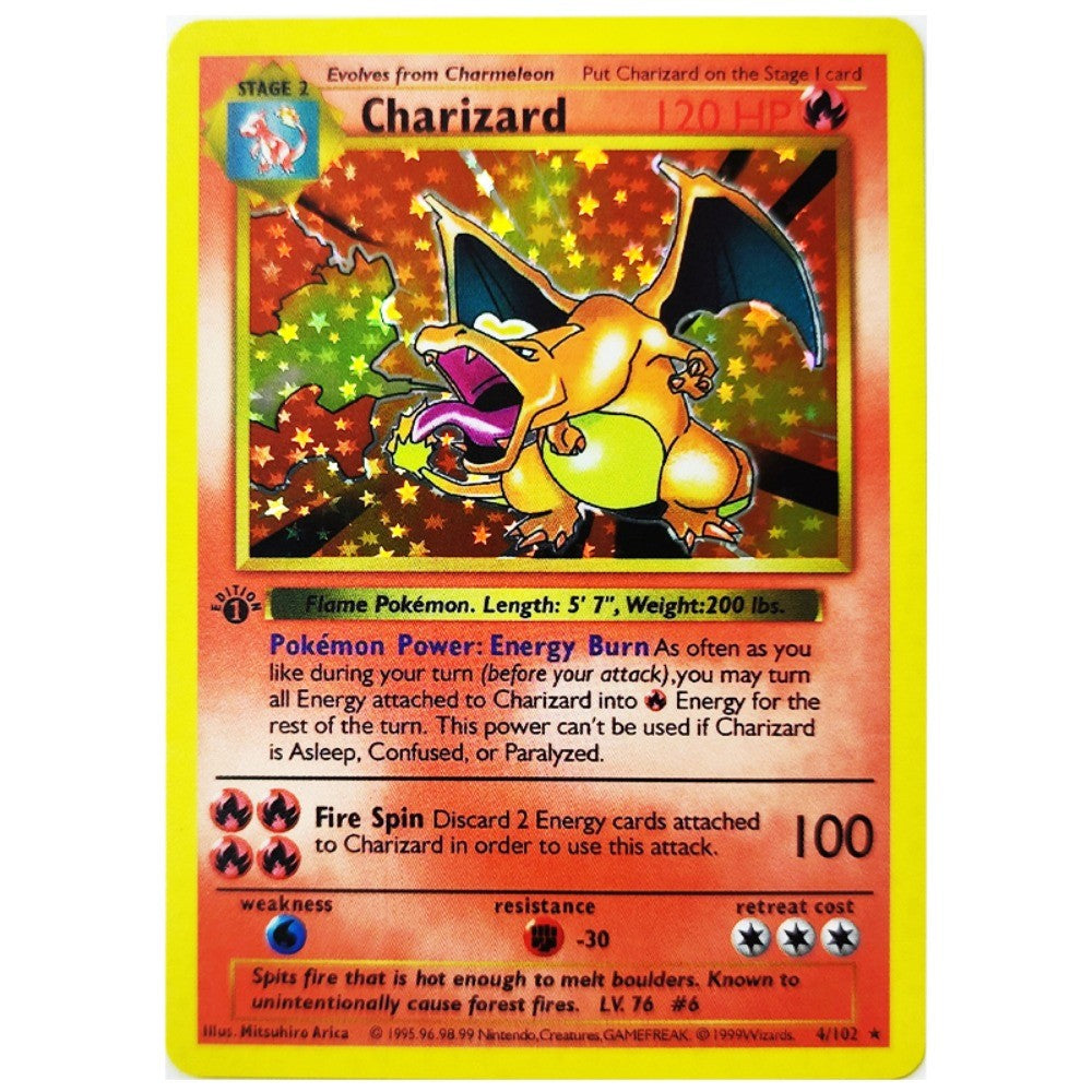 Cartas Colecionáveis Pokémon 1996 1ª Edição Flash Cards Charizard Blastoise Jogo DIY PTCG Jogo Anime Cartas Feitas à Mão Brinquedos de Presente