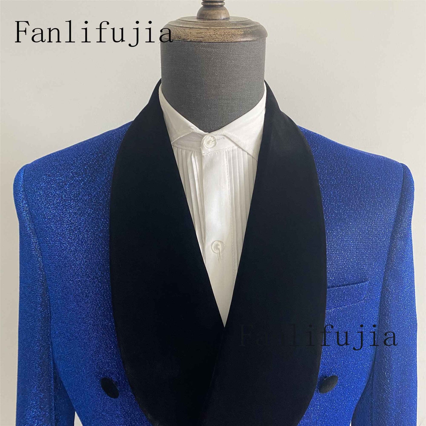Fanlifujia Luxury Red Glitter Suits Men Groom Wedding Tuxedo Double Breasted Blazer Formal Evening Party Prom Dress 2 Pieces Set