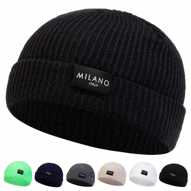 Unisex MILANO Letter Label Beanies Winter Warm Hat Hip Hop Cap Beanie Hat Caps for Women Men