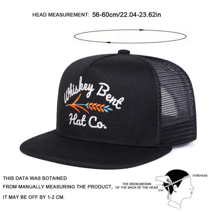 Chapéu Unissex WHISKEY BENT com Bordado de Letra, Estilo Hip-hop, Chapéus de Rede Primavera Verão, Ajustáveis, Casuais, Bonés de Beisebol, Chapéu de Proteção Solar