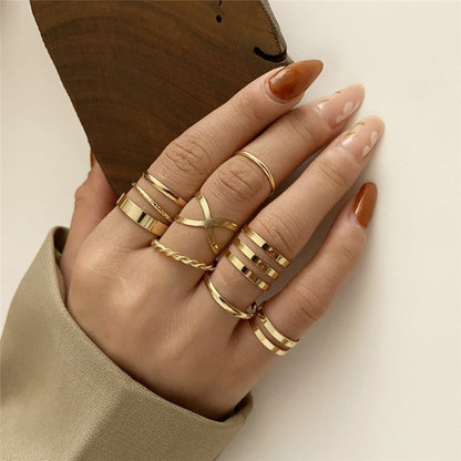 Conjunto de Anéis Boêmios com Zircônia para Mulheres, Anel Dourado com Cristal Boêmio Letra Amor Coração Lua Flecha Flor, Joias de Casamento, Presentes