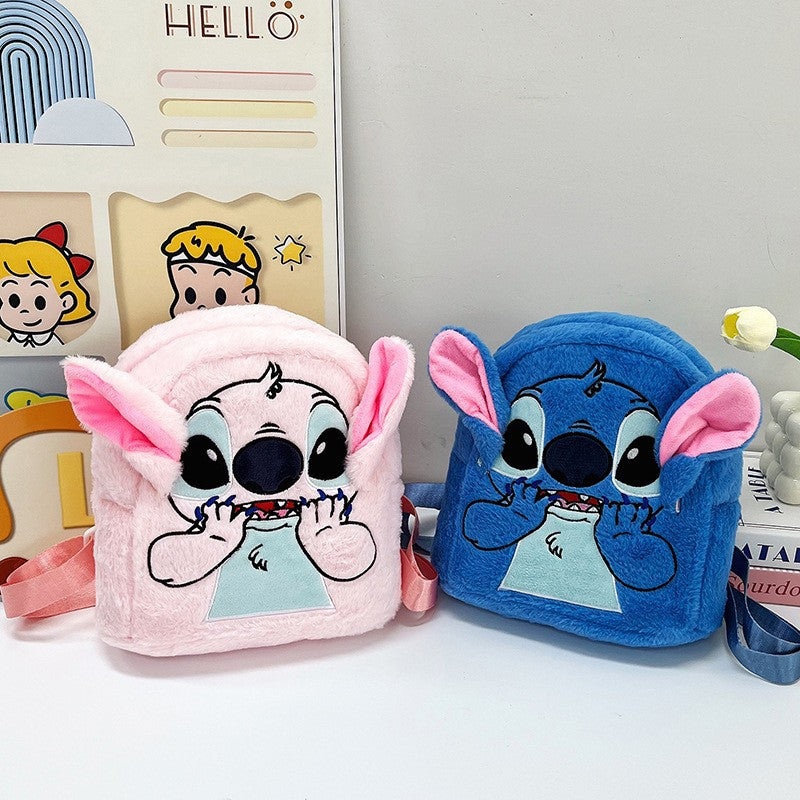 2025 Nova Mochila Infantil Disney Mochila Infantil de Pelúcia Fofa Stitch Cartoon Para Crianças Unissex