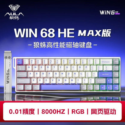 Teclado mecânico AULA WIN60 WIN68 HE MAX switch magnético 8k de polling rate RGB zona morta 0 teclado de jogos personalizável para e-sports
