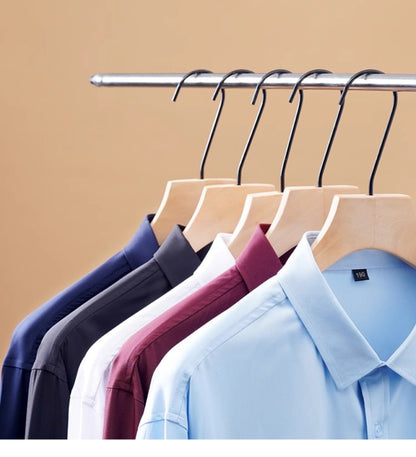 Spring and Autumn Large Size 15XL Men's Long-sleeved Shirt Fat High Elastic Solid Color Shirt 12XL 11XL 10XL 9XL 8XL 7XL 200kg