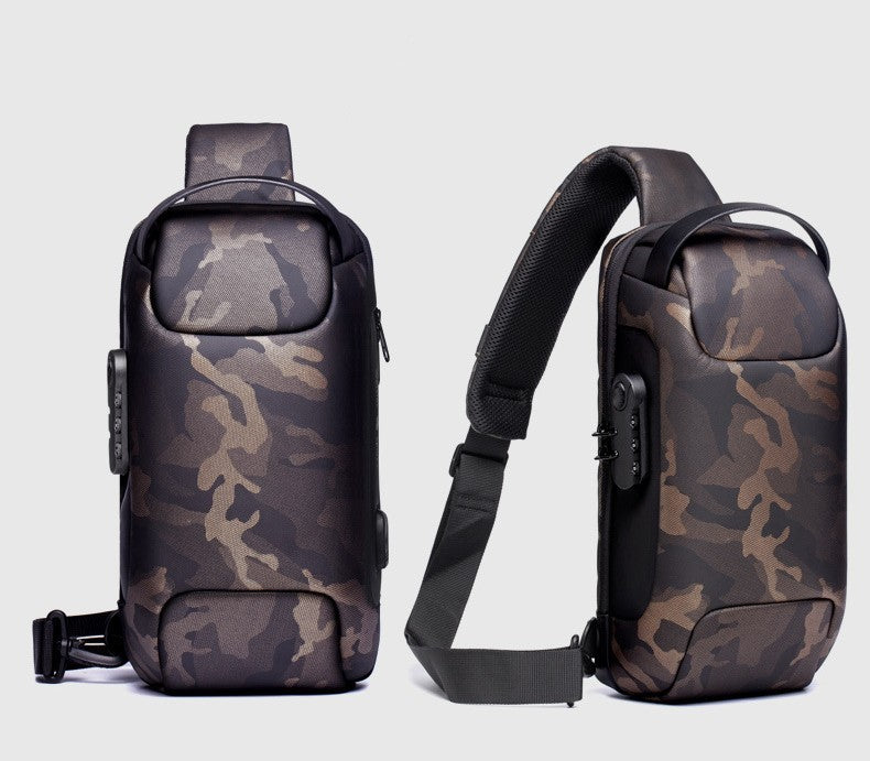 2023 Men's Chest Bag Waterproof Crossbody Bag Multifunction Anti-theft Travel Bags Shoulder Bag Male USB Charging Pouch for Man