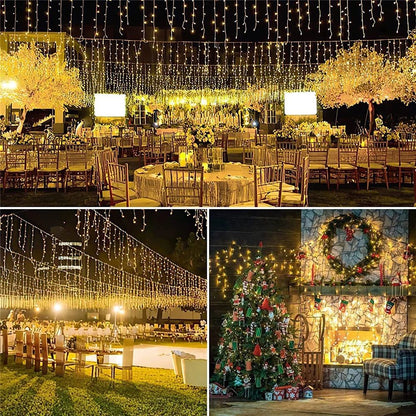 Solar Curtain Icicle Light 3.5M Eaves Decor Outdoor Fairy String Lights Wedding Party Christmas Stair Decor Garden Garlands