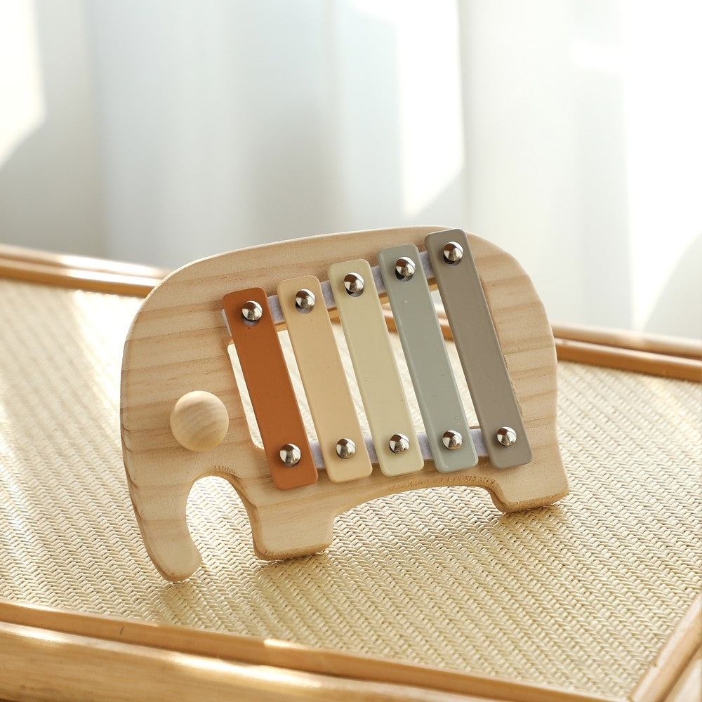 1pc Baby Wooden Rattle Wooden Elephant Xylophone Baby 0 3 Years Toys Make Sound Toys Music Rattle Wooden Kids Instruments Toys